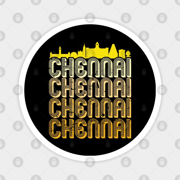 Madras Chennai Yellow Vintage Tamil Design Magnet by alltheprints